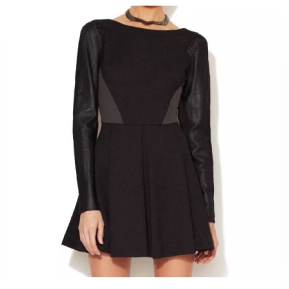 Stella & Jamie Rio leather and lace mini dress size large brand new - Picture 6 of 7